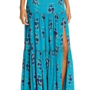 Veronica Beard Turquois Maxi Skirt 100% Silk Size 6